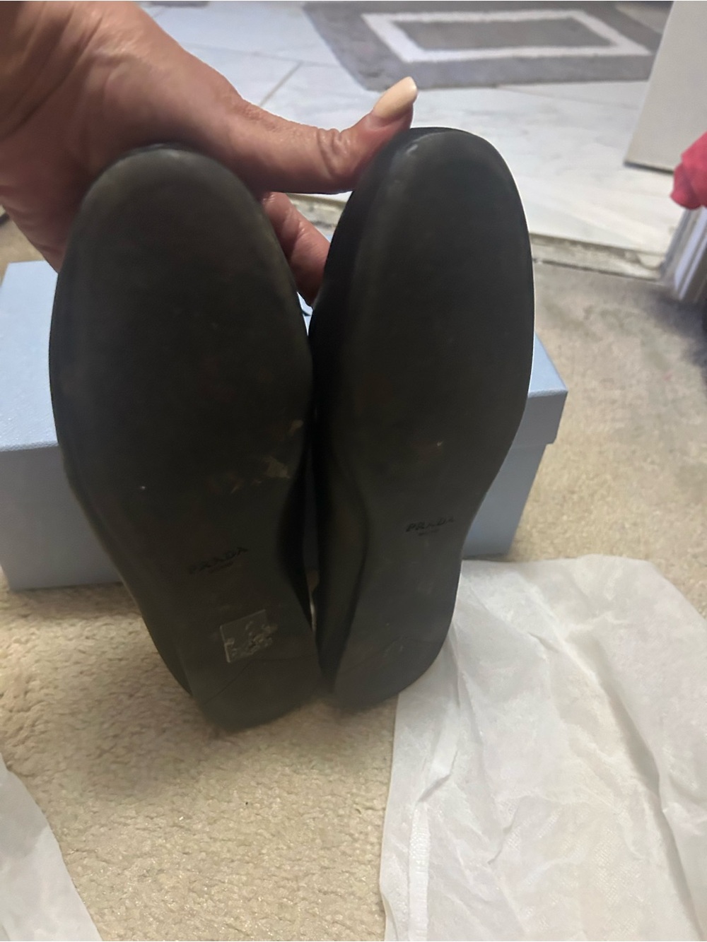 AUTHENTIC PRADA black leather Mary Jane flats. - Picture 5 of 16